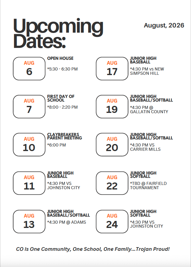 august upcoming dates