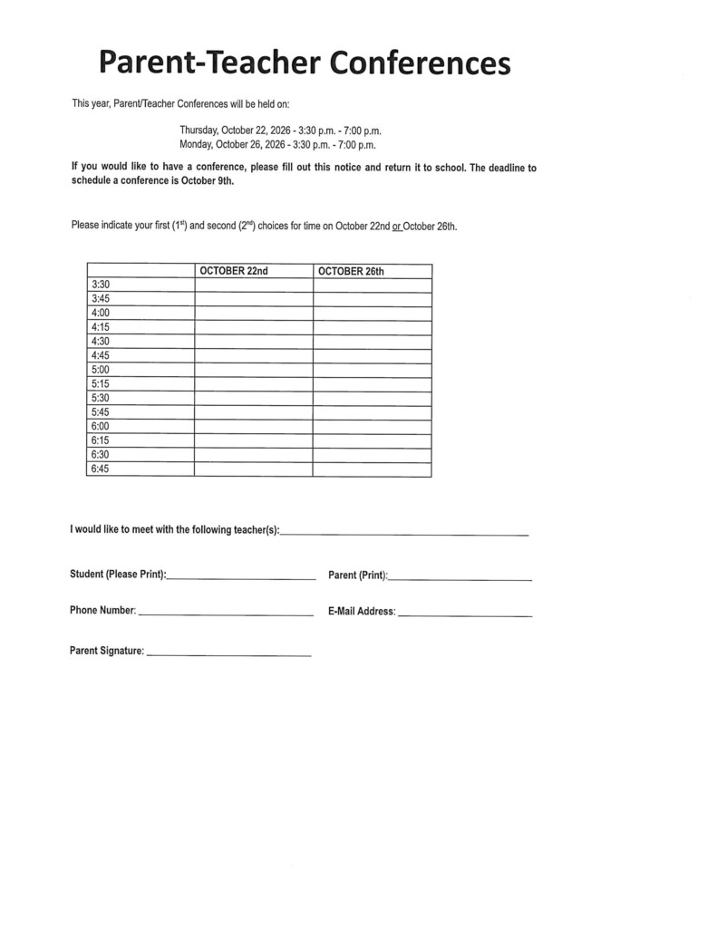 form to use for requesting a parent-teacher conference