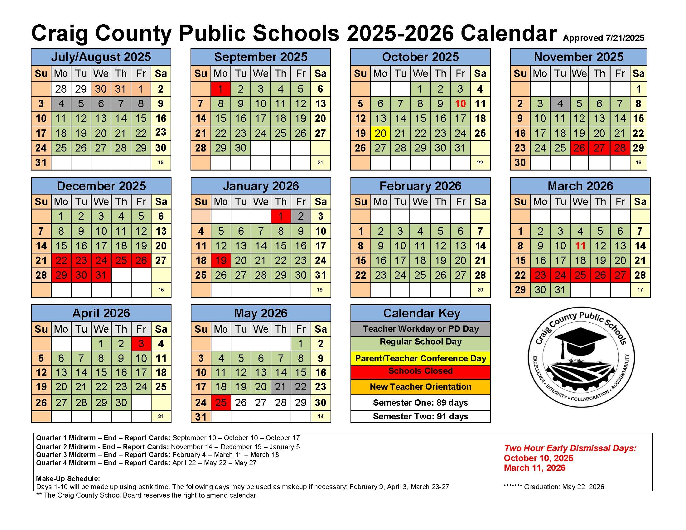 2025-2026 Craig County Public Schools Calendar | Craig ...