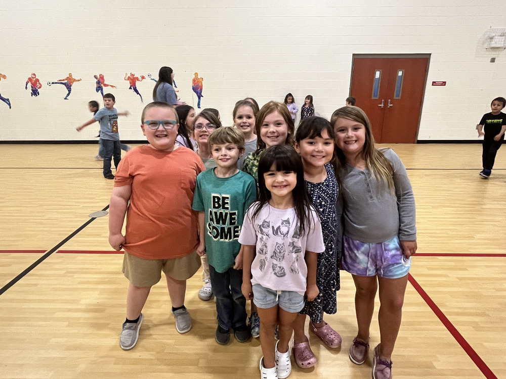 Kids in group at dance party