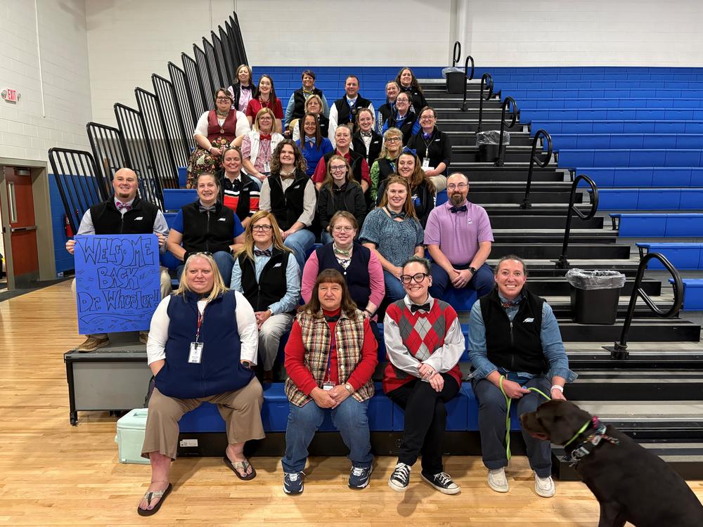Group picture for Dr. Wheeler bowtie day