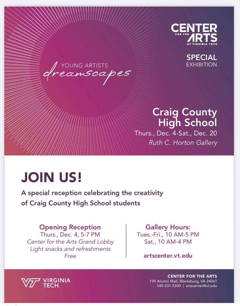 Flyer for Art Class at VT