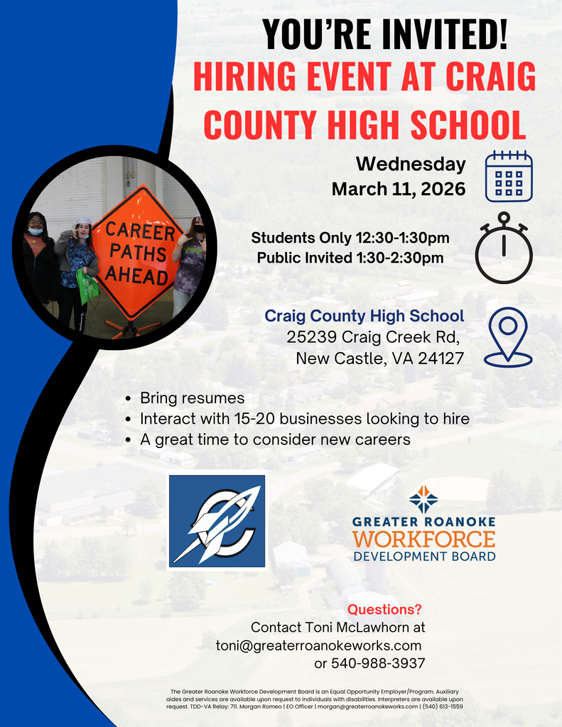 Craig County Hiring Fair Job Seeker Flyer