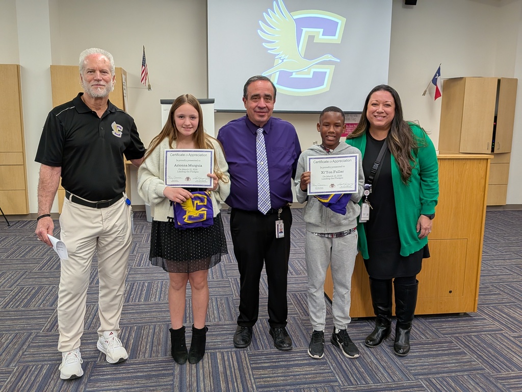 We were honored to have our school board meeting pledges led tonight by Xi'Yon Fuller from Crane Elementary and Arionna Murguia from Crane Middle School.  We are so proud of our Crane ISD students!