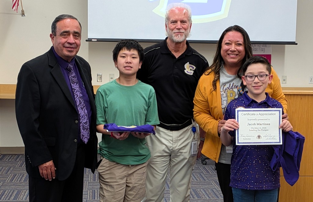 We were honored to have our school board meeting pledges led tonight by Jacob Martinez from Crane Elementary and Dawnee Prak from Crane Middle School.  We are so proud of our Crane ISD students!