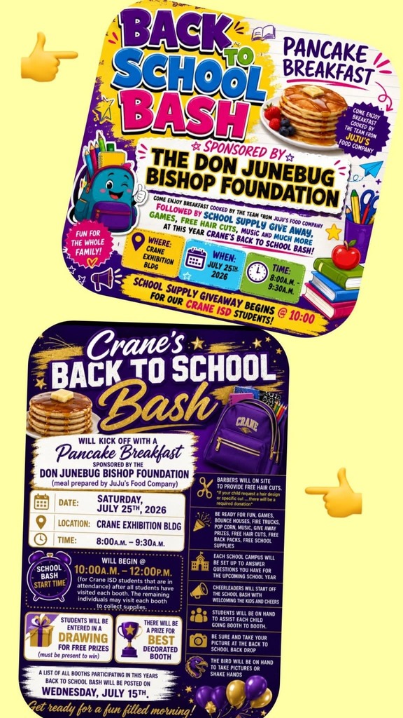 Back to School Bash, Saturday, July 25th, 10am-12pm, Crane Exhibition Buidling