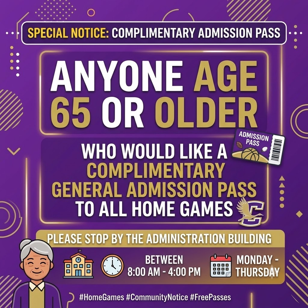 Anyone 65 & older may get a complimentary pass for home football games