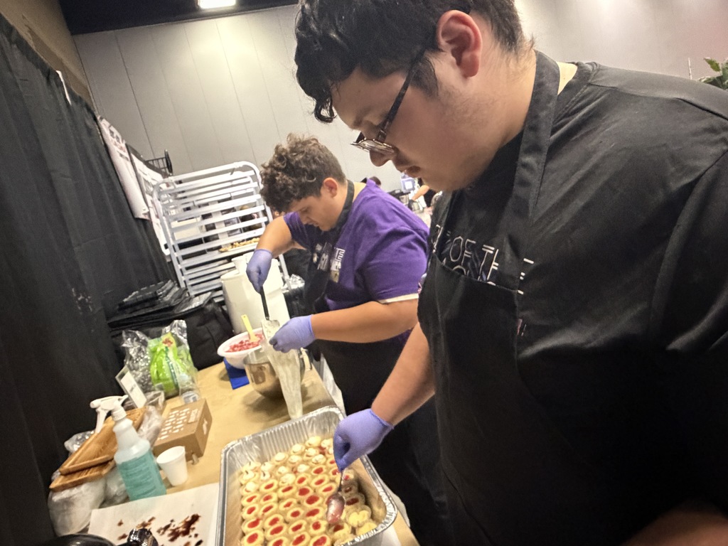 Angel Chilson & Chevy Ellison prepping Cheesecakes