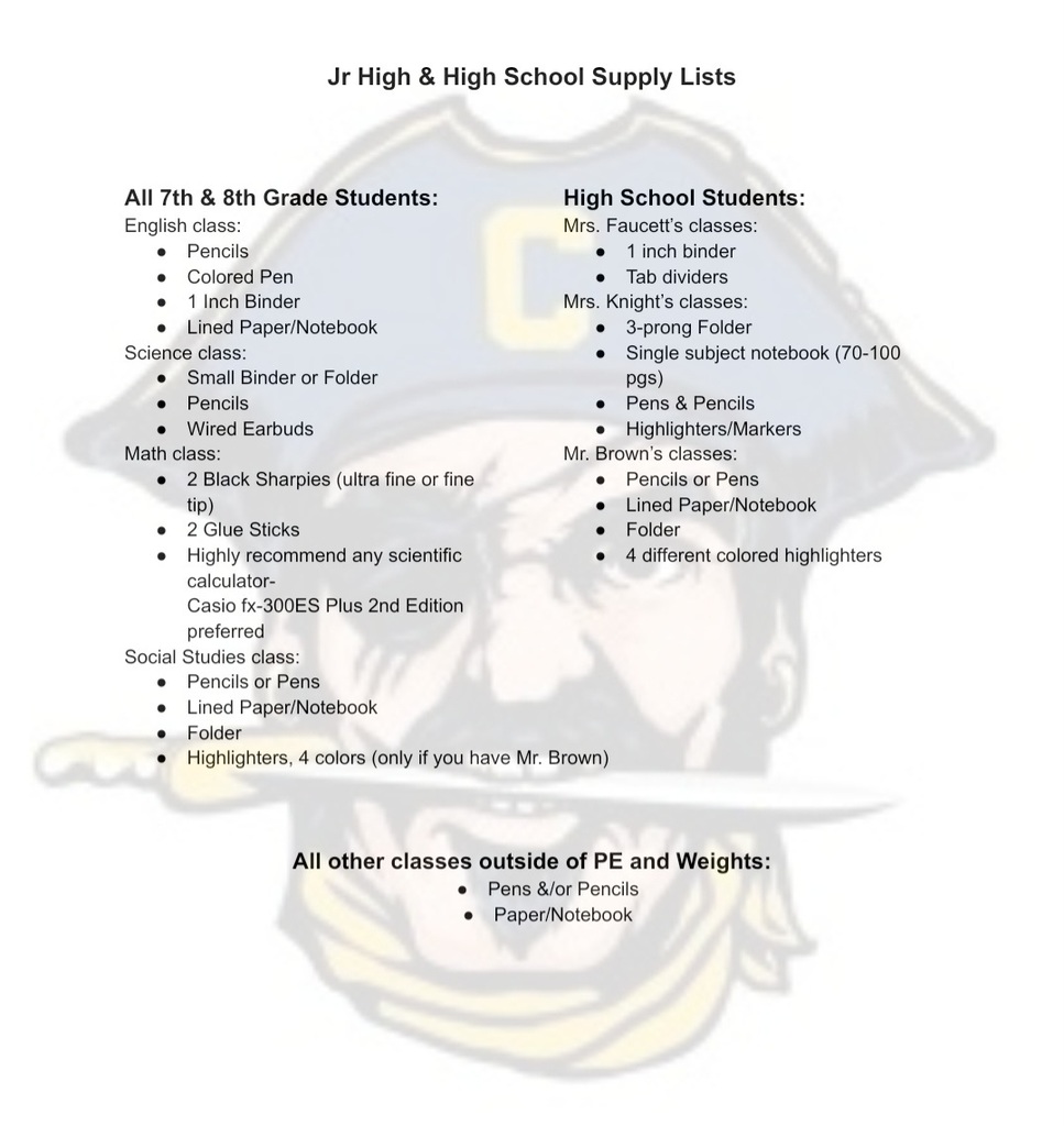 supply lists