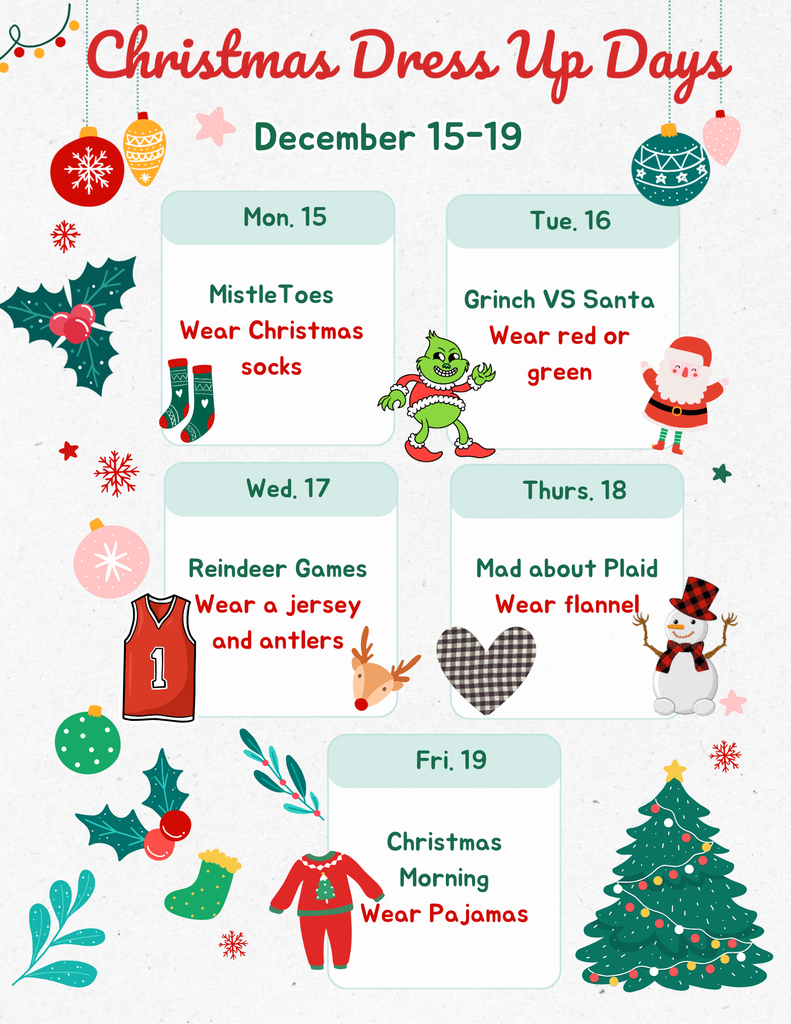 Elementary Christmas Dress Up Days