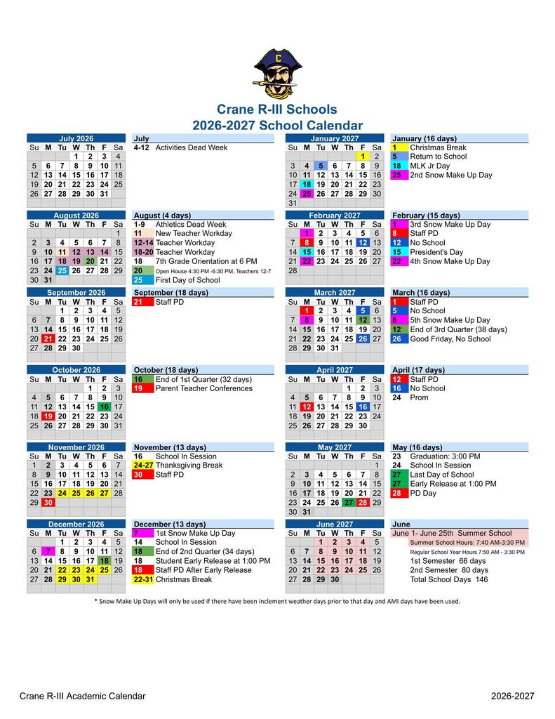 2026-2027 Academic Calendar