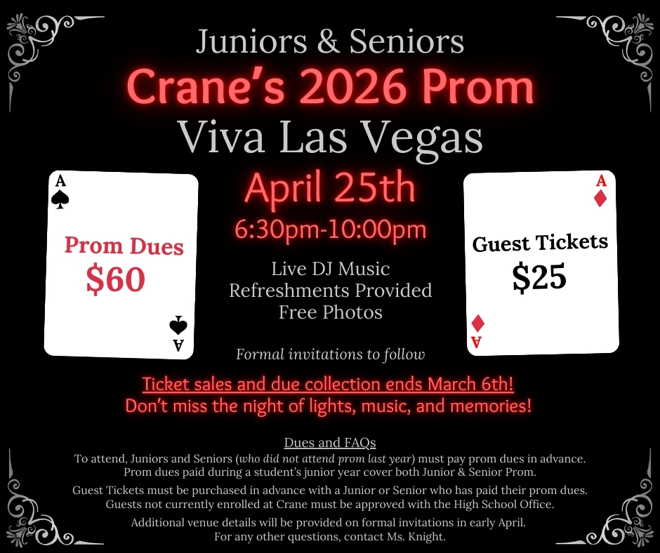 Crane's Junior & Senior Prom Details.