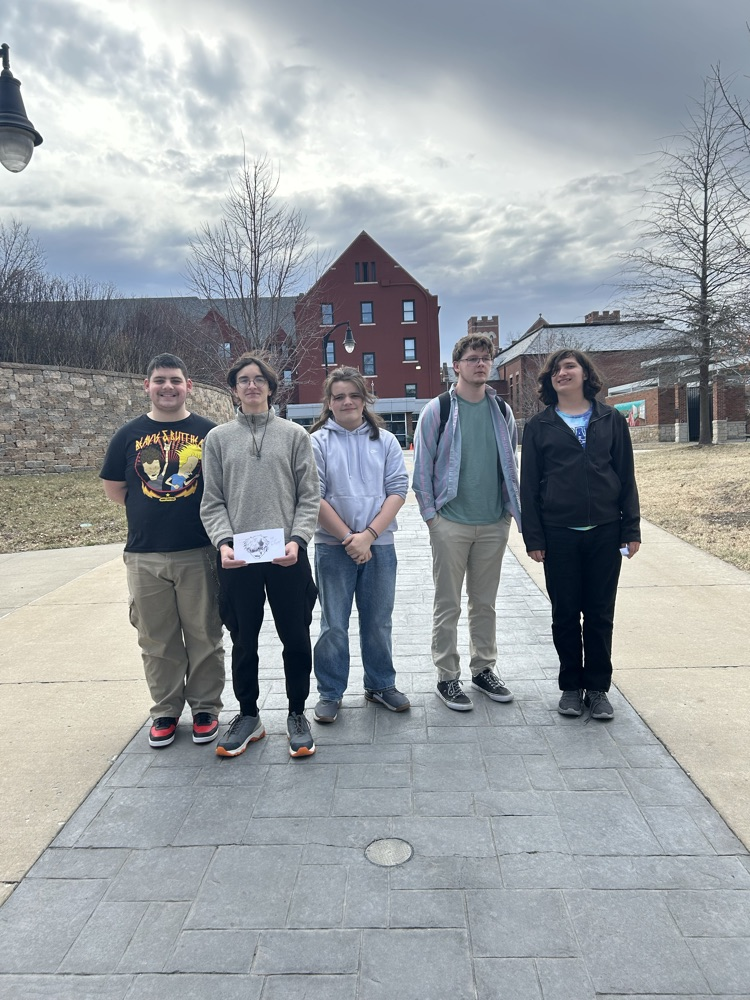 Roland Baker, Kenneth Cutbirth, Kyler Hawkins, Waylon Mease, and Shia Fields on the Colombia College campus