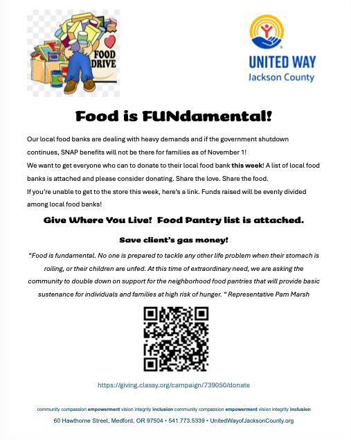 flyer regarding access to community food banks