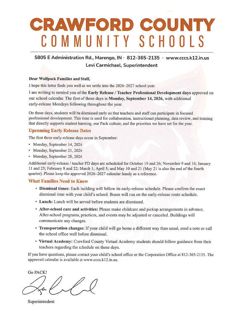 Early Release Letter 2627