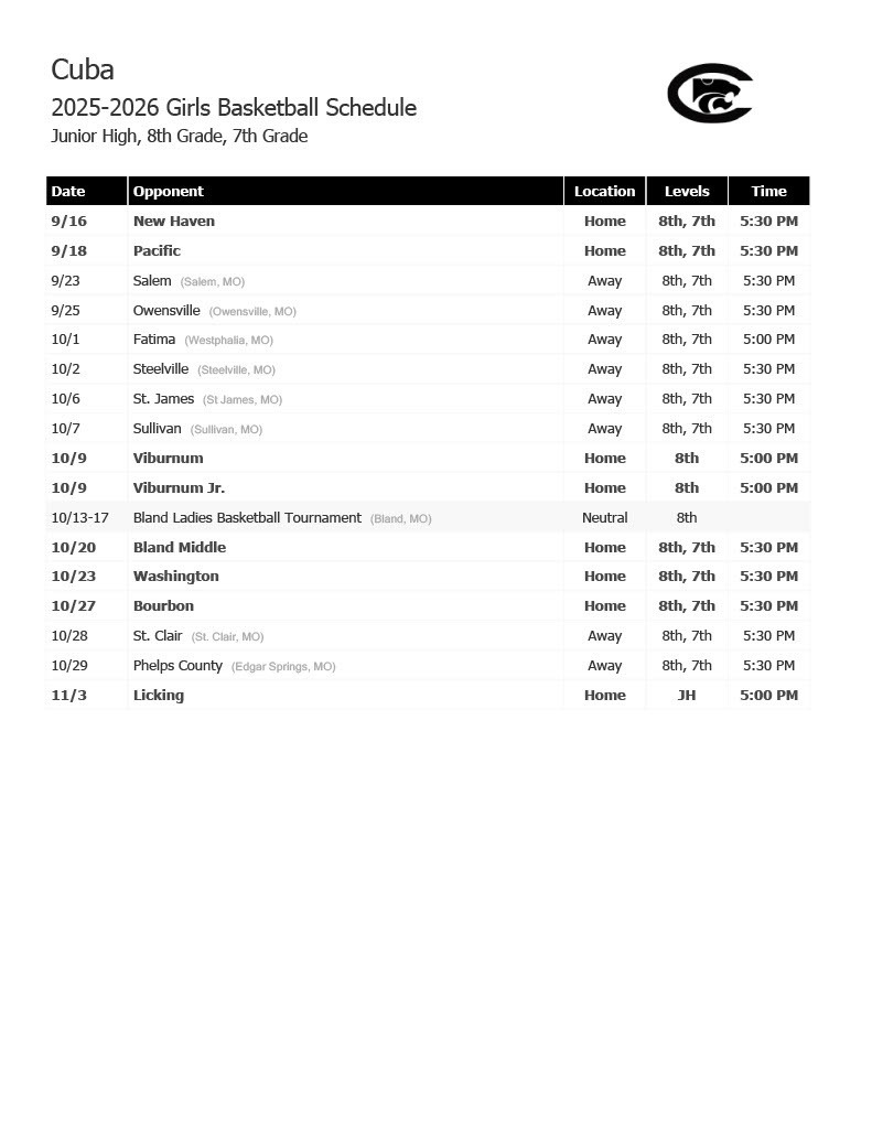 MS GBB Schedule