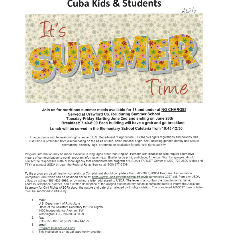 Summer School Meals Flyer