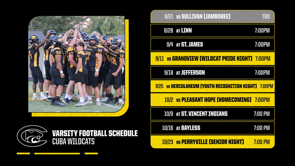 Informational Graphic for Varsity Football