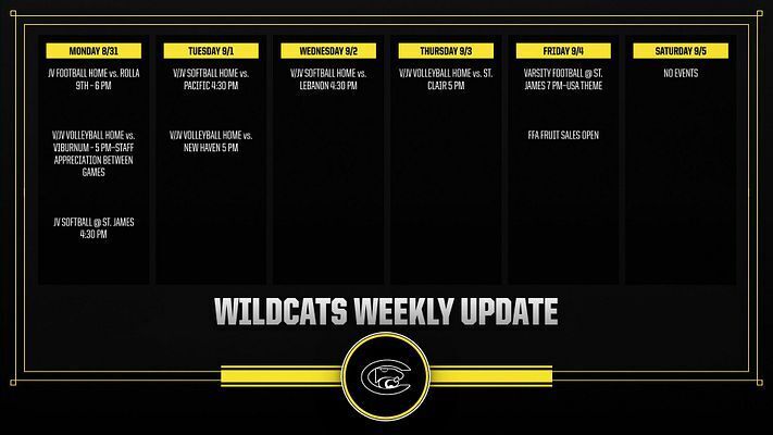 Weekly Update 8/31-9/5