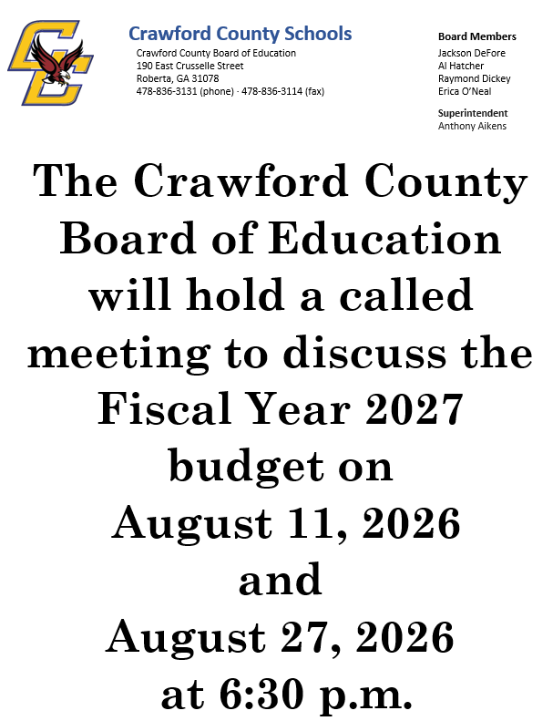 Called board meeting dates August 11 and August 27 at 6:30pm to discuss FY27 budget