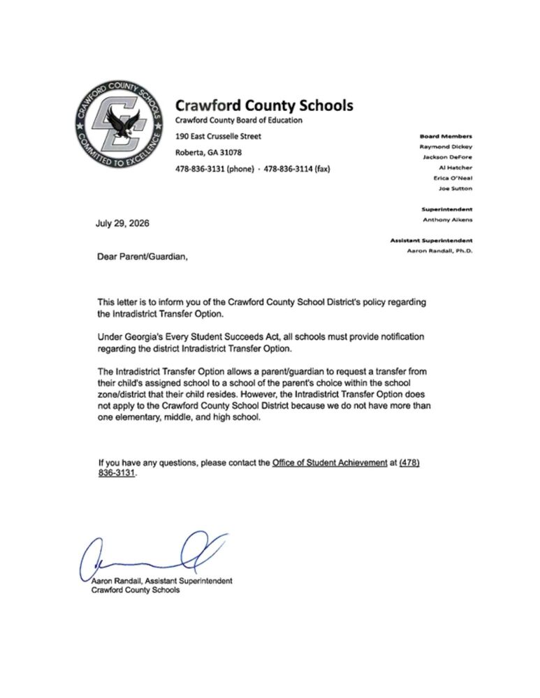 Spanish Inter-School Transfer Letter