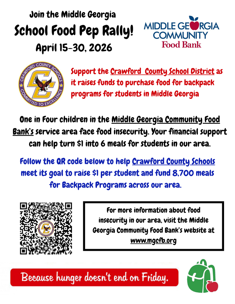 School Food Pep Rally April 15-30, 2026 Flyer Information