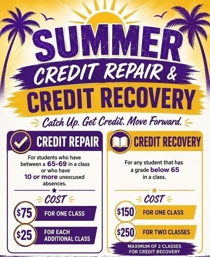 summer credit repair and credit recovery flyer