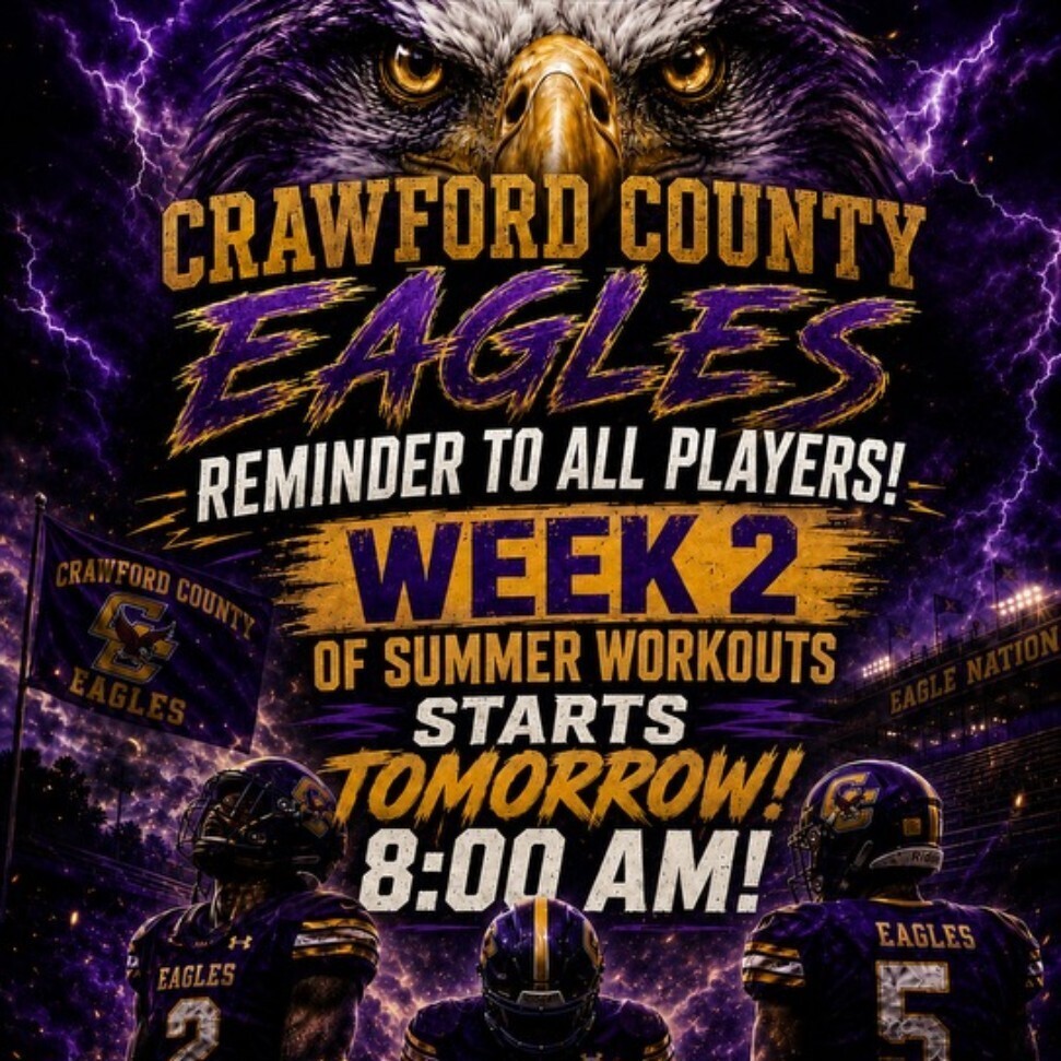 purple and gold summer workouts flyer for week 2