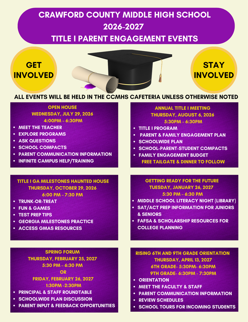list of events for title I parent engagement throughout the year