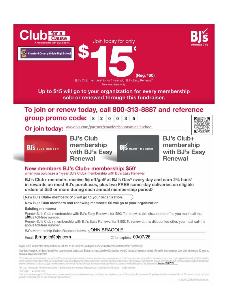 red and white flyer that advertises the fundraiser