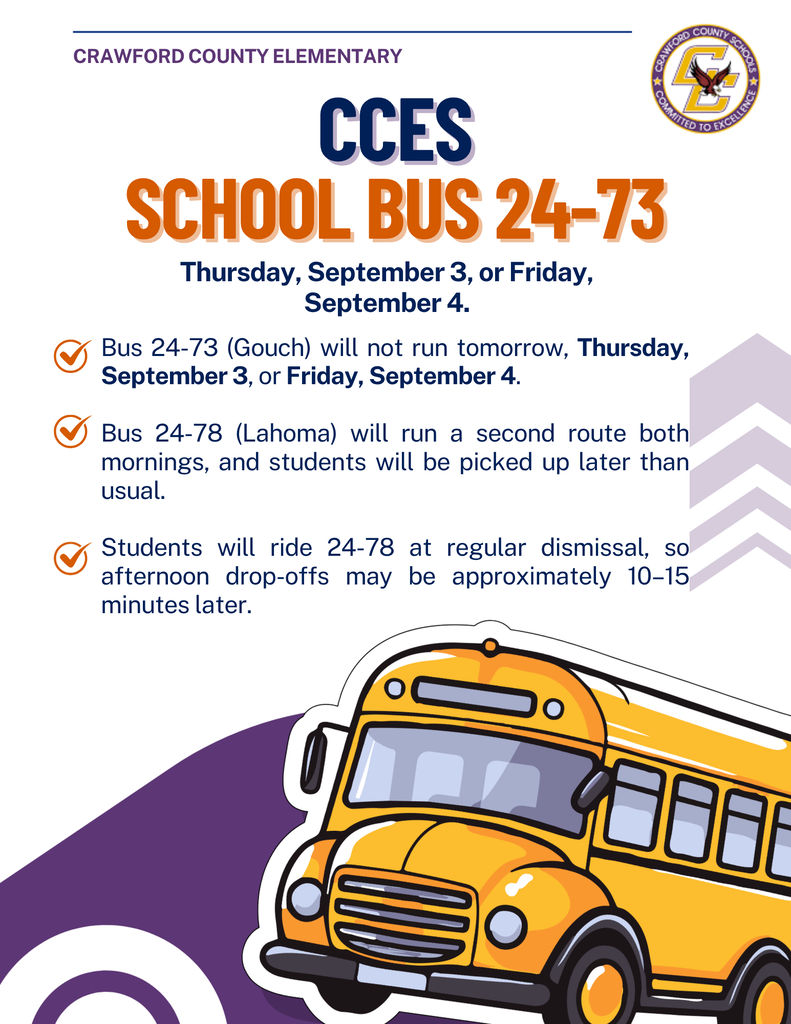 Bus Change Flyer for Thursday September 3 and Friday September 4, 2026