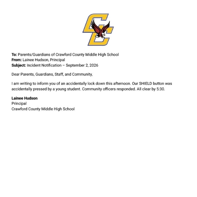 letter to parents about incident