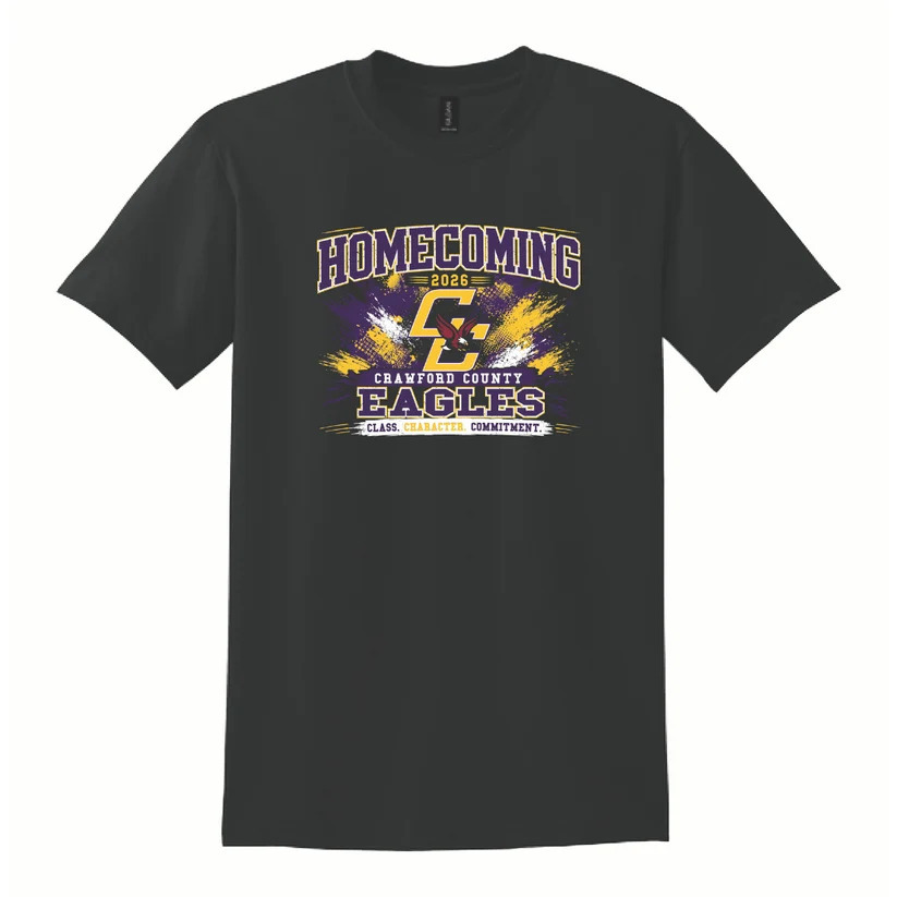 black t-shirt with homecoming logo