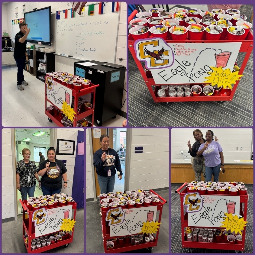 pictures of teachers participating in Eagle Pong