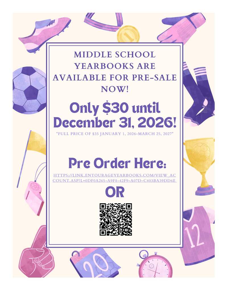 flyer for middle school yearbooks