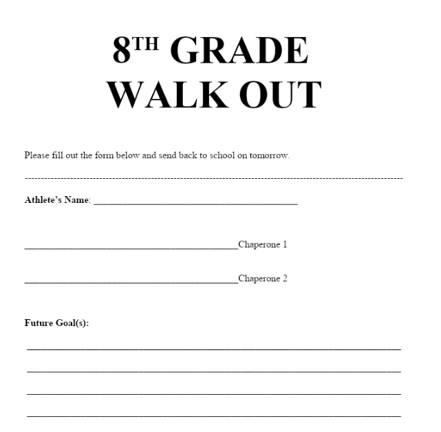 8th grade walk out form