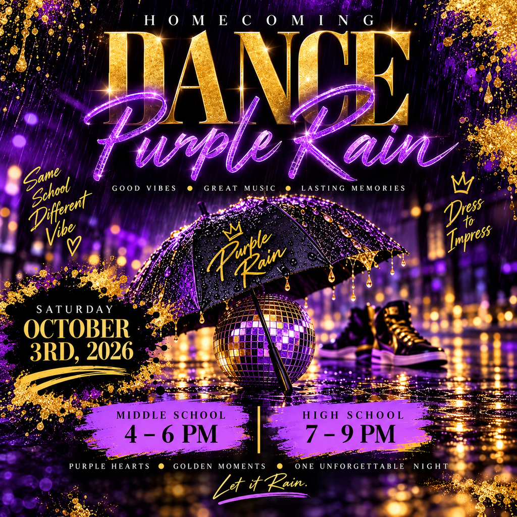 purple rain homecoming dance flyer