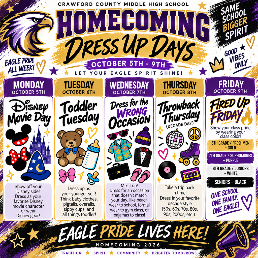 homecoming dress up days flyer