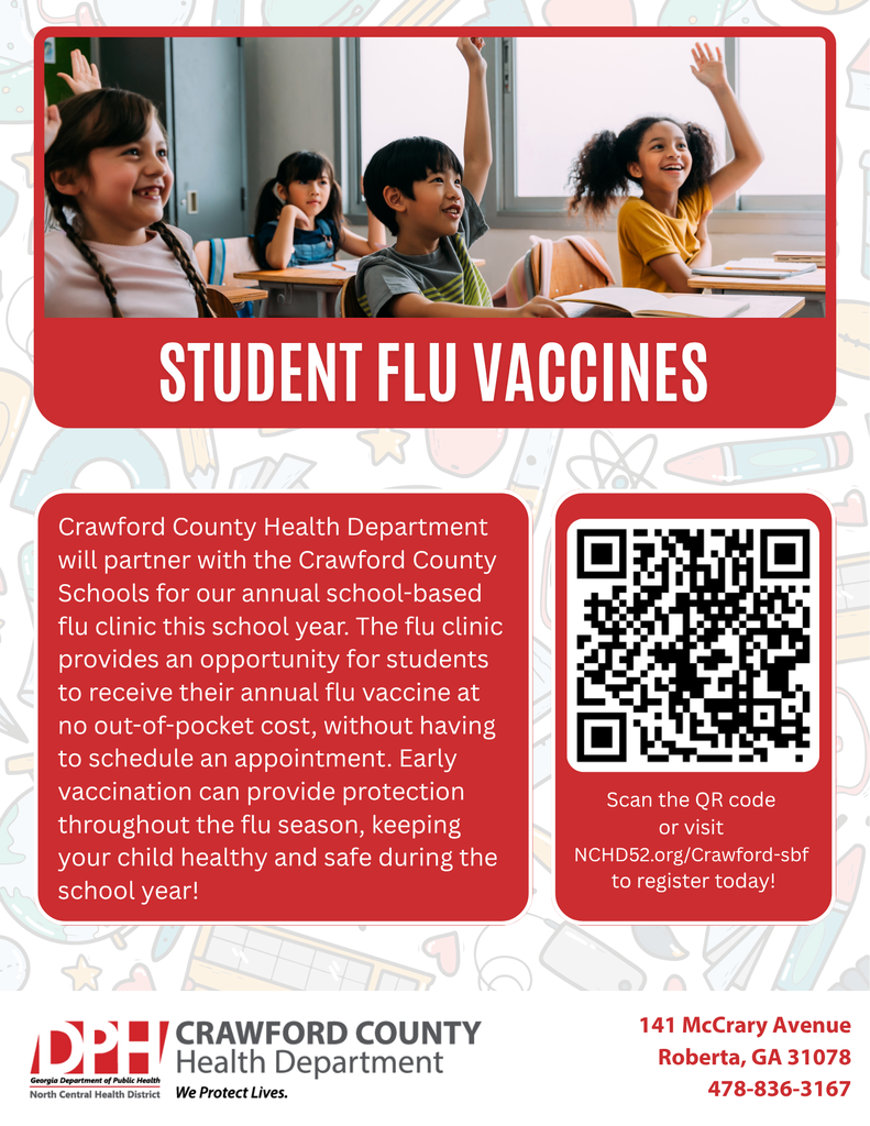 student flu vaccines flyer from the health department