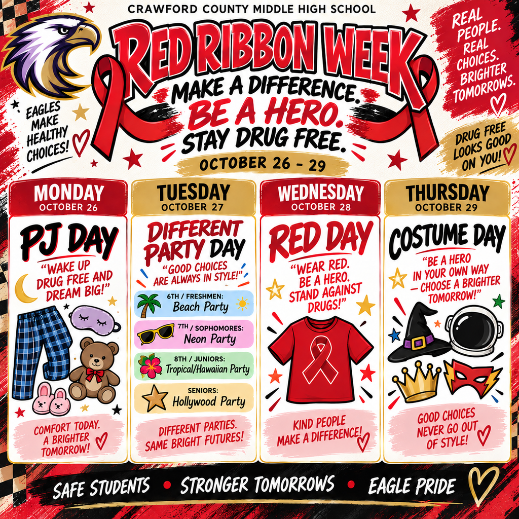 red ribbon week flyer with dress up days