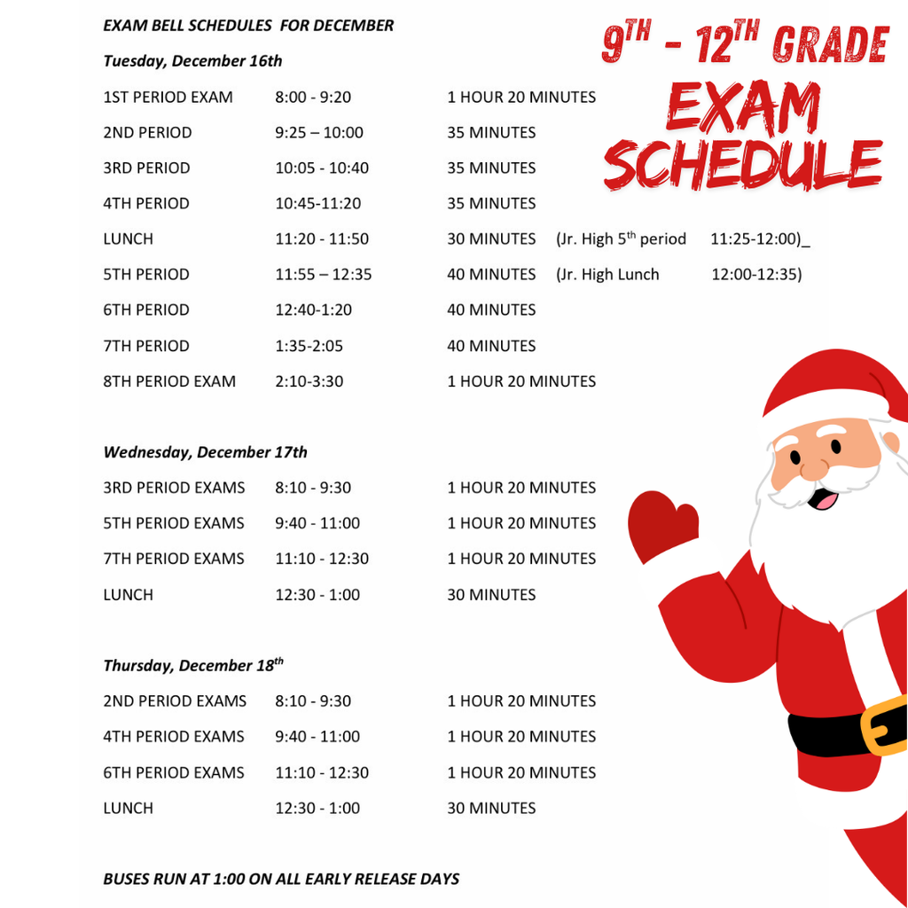 exam schedule