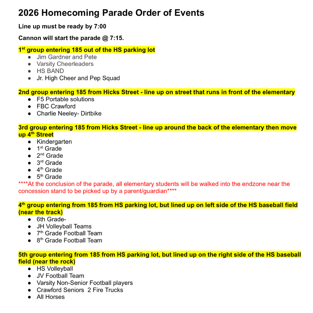 order of events