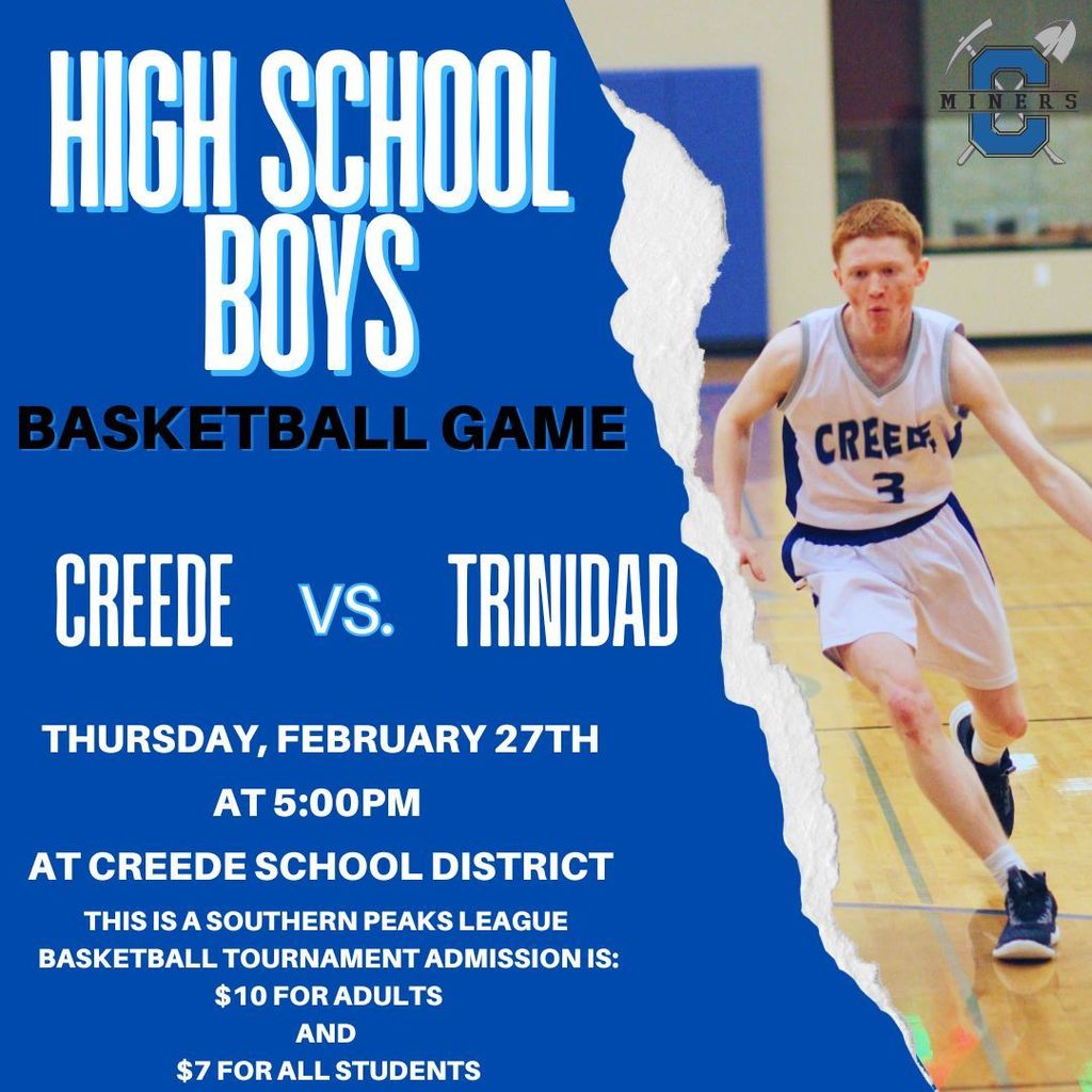 High School Boys Basketball Game on Thursday, February 27th.