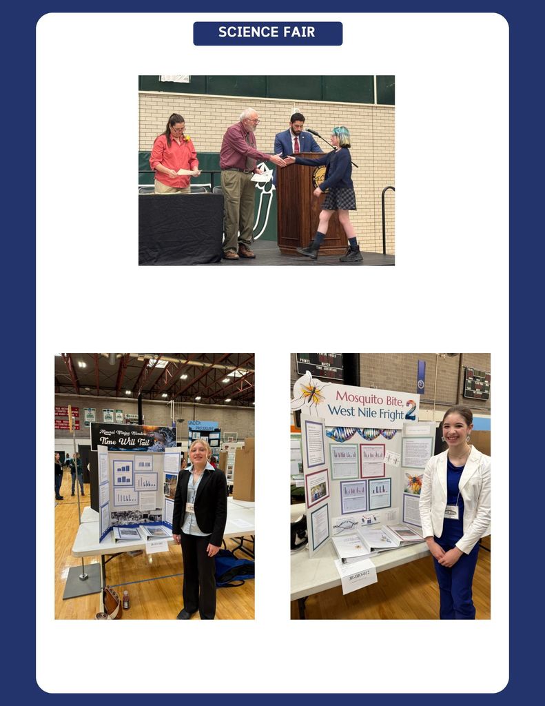 Pictures of Birdie Contello, Paisley Anderson, and Lucy Brittain from the Science Fair