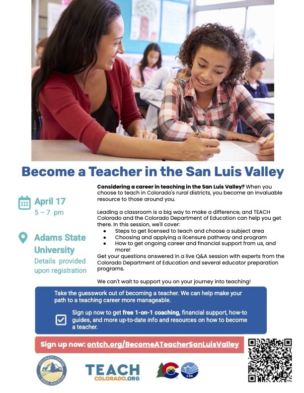 Become a Teacher in the San Luis Valley