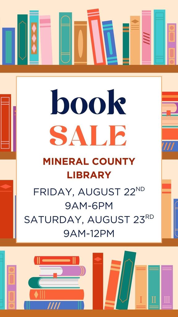 Library book sale, August 22nd from 9am-6pm and August 23rd from 9am-12pm