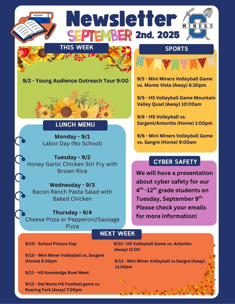 Creede School District Newsletter for the week of September, 2nd