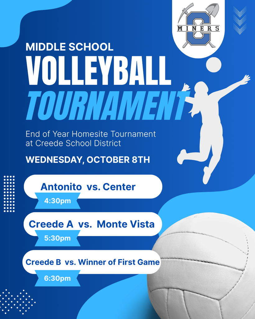 Middle School Volleyball Game Wednesday, October 8th.  First game starts at 4:30pm