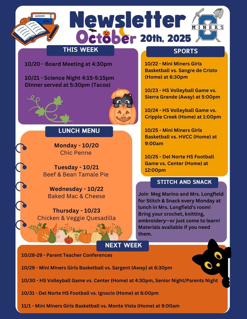 Creede School District Newsletter for the week of October 20th, 2025