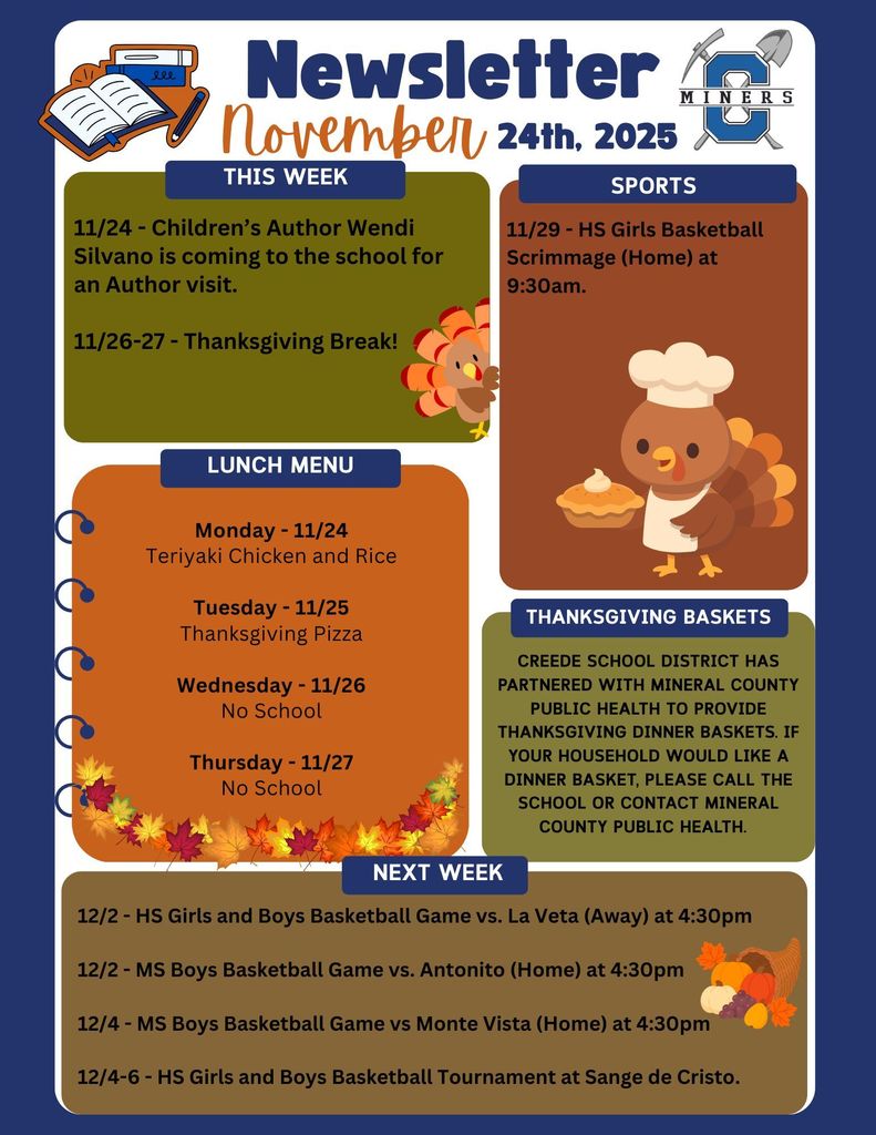 Creede School District Newsletter for the week of November, 24th  2025